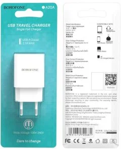 Фото: Зарядний пристрій BOROFONE BA20A Sharp 2.1A White (BA20AW) № 4 | KTC