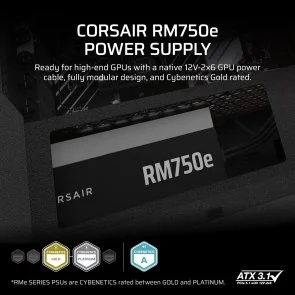 Фото: Блок живлення Corsair 750W RM750e 2025 (CP-9020295-EU) № 7 | KTC