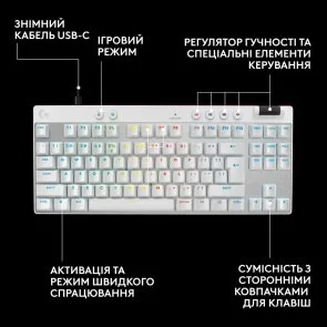 Фото: Клавіатура Logitech G Pro X TKL Rapid Linear White (920-013242) № 7 | KTC