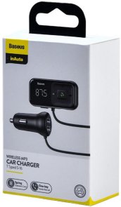  FM-Трансмітер + АЗП Baseus T typed S-16 wireless MP3 car charger Black