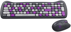 Комплект клавіатура+миша Canyon HSET-W6 Kitty Edition Wireless Violet (CNS-HSETW6VT)