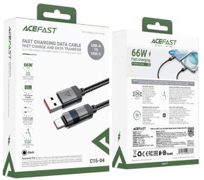 Кабель Acefast C15-04 66W AM / Type-C 1.2m Black (6974316283737)