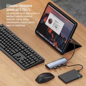USB-хаб ColorWay USB-C PD 100W 4K 5in1 (CW-HUB01)