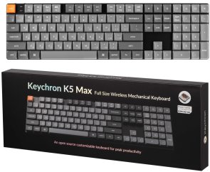 Клавіатура Keychron K5 Max 104Key Gateron MX 2.0 Brown QMK White Led ENG/UKR WL/BT/USB Black (K5M-A3-UA)