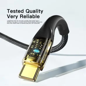 Фото: Кабель Essager Interstellar Transparent Design 7A AM / Type-C 2m Black (EXCT-XJA01-P) № 3 | KTC