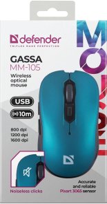 Мишка, Defender Gassa MM-105 Wireless, Turquoise