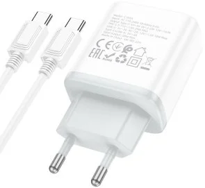 Фото: Зарядний пристрій Hoco C105A White with Type-C / Type-C (6931474782922) № 4 | KTC