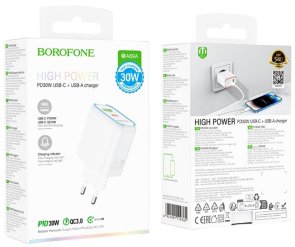 Зарядний пристрій BOROFONE BA89A Destello PD QC3.0 30W White (6941991119361)