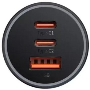 Автомобільний зарядний пристрій Baseus Golden Contactor Pro GaN 65W Lunar Gray (C00035202841-00)