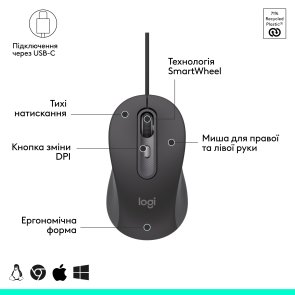Миша Logitech Signature M620 USB Graphite (910-007511)