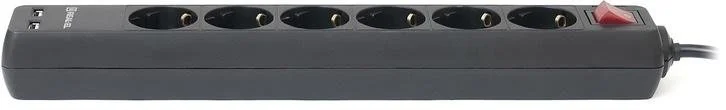 Фото: Мережевий фільтр Real-EL RS-6 Protect 2xUSB 6/5m Black (EL122300018) № 4 | KTC