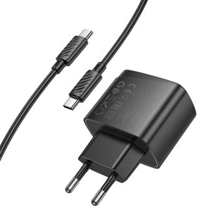 Зарядний пристрій Hoco CS61A Bright QC3.0 PD 30W Black with Type-C/Type-C (6942007638449)