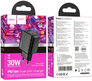 Зарядний пристрій Hoco CS23A Sunlight PD QC3.0 30W Black (6942007609944)