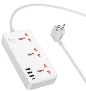 Мережевий фільтр Hoco AC8A Storm 4xUSB 3/1.5m White (6942007600101)