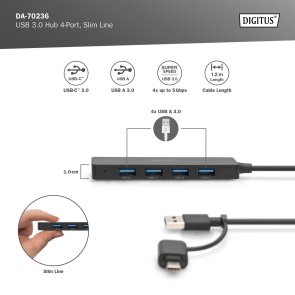USB-хаб Digitus DA-70236 Black