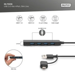 Фото: USB-хаб Digitus DA-70236 Black № 3 | KTC