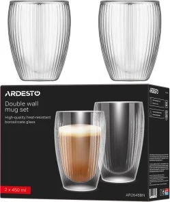 Фото: Набір чашок Ardesto 450ml 2pcs Clear (AR2645BN) № 5 | KTC