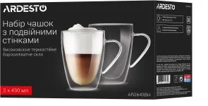 Фото: Набір чашок Ardesto 430ml 2pcs Clear (AR2643BH) № 4 | KTC
