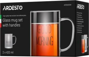 Фото: Набір чашок Ardesto 420ml 2pcs Clear (AR2642GM) № 3 | KTC