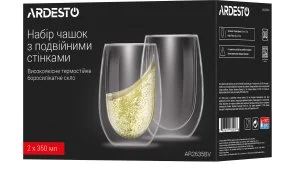 Фото: Набір чашок Ardesto 350ml 2pcs Clear (AR2635BV) № 4 | KTC