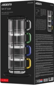 Фото: Набір чашок Ardesto 350ml 4pcs Clear (AR2635BS) № 8 | KTC