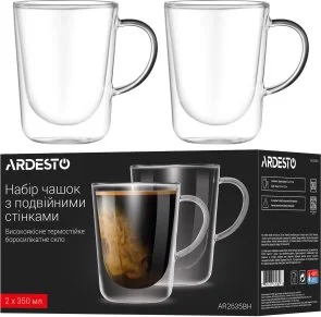 Фото: Набір чашок Ardesto 350ml 2pcs Clear (AR2635BH) № 5 | KTC