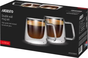Фото: Набір чашок Ardesto 200ml 2pcs Clear (AR2620BHR) № 2 | KTC
