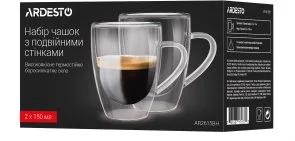 Фото: Набір чашок Ardesto 150ml 2pcs Clear (AR2615BH) № 4 | KTC