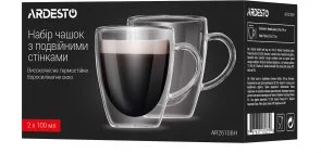 Фото: Набір чашок Ardesto 100ml 2pcs Clear (AR2610BH) № 2 | KTC