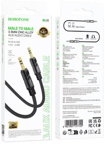 Кабель BOROFONE BL22 Dignity Jack 3.5mm / Jack 3.5mm 1m Black (6941991117725)