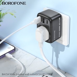 Мережевий фільтр BOROFONE BAC14 Wide USB Black (6941991118890)
