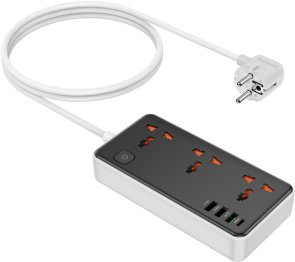 Мережевий фільтр Hoco AC8A Storm 4xUSB 3/1.5m Black (6942007600095)