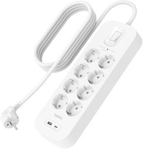 Мережевий фільтр Belkin Connect 1xUSB 1xType-C 8/2m White (SRB003VF2M-V2)