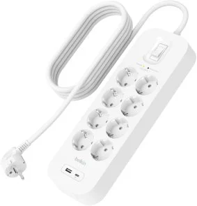 Фото: Мережевий фільтр Belkin Connect 1xUSB 1xType-C 8/2m White (SRB003VF2M-V2) № 2 | KTC