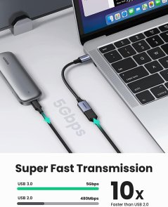 Дата кабель UGREEN US378 USB-C / USB 10cm Black (US378/70889)
