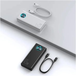Батарея універсальна Baseus Amblight 30000mAh 65W White with USB-C (PPLG000102)