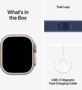 Смарт годинник Apple Watch Ultra 3 - 49mm Natural Titanium Case with Blue/Bright Blue Trail Loop - S/M (MEWR4)