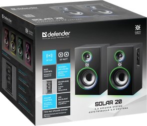 Колонки Defender (2.0) Solar 20 (2х10Вт), Black