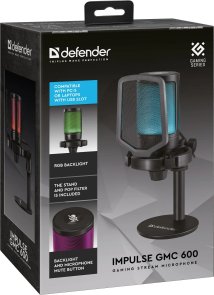 Мікрофон для стрімів Defender Impulse GMC-600, Black