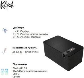 Колонка Klipsch The Three Plus Matt Black Bluetooth