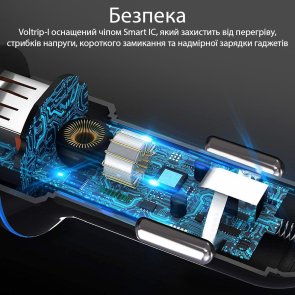 Автомобільний зарядний пристрій Promate Voltrip-i Black (voltrip-i.black)