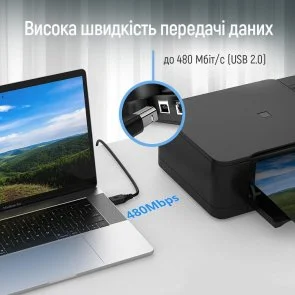 Фото: Кабель ColorWay Print Cable AM / BM 3m Black (CW-CBUB073-BK) № 9 | KTC