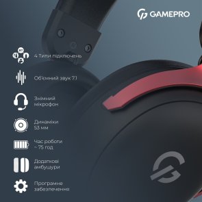 Гарнітура GamePro Asgard Freya Pro Black/Red (HSW201BR)