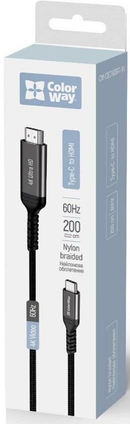 Кабель ColorWay Type-C / HDMI 2m Black (CW-CBCHD077-BK)