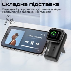 Батарея універсальна 5000mAh із вбудованими розємами USB-C та Lightning Promate powerup-trio.black
