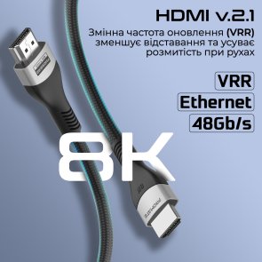 Кабель зєднувальний HDMI-HDMI v.2.1 Promate primelink8k-300.grey