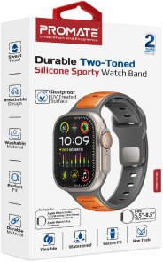 Ремінець Promate for Apple Watch 42/44/45/49 - Siliband-dc Orange (6959144067407)