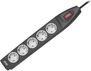 Подовжувач: 220V 2E SP515M5BK, 5m, 5 розеток, Black