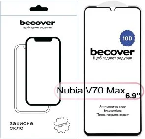 Фото: Захисне скло BeCover 10D for Nubia V70 Max - Black (713557) № 3 | KTC