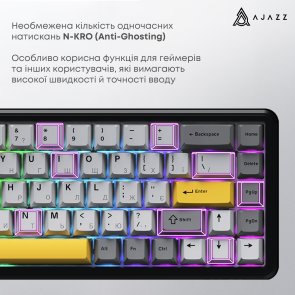 Клавіатура Ajazz AK680 Max Magnetic Switches USB Black/Gray/Yellow (AK680-M-BGY-AW)